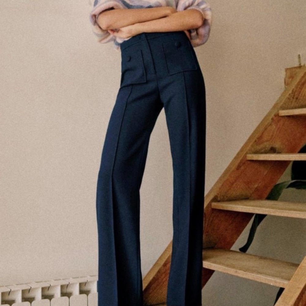 Sezane Dan Trousers Marine size 4 NWT